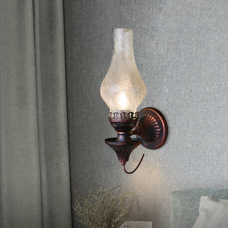 BowLift | Factory Vase Shadow Wall Lamp 1 Head Yellow/Clear Crackle Glass Wall Lighting Fixture for Outdoor