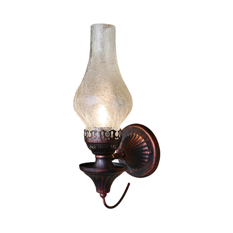 BowLift | Factory Vase Shadow Wall Lamp 1 Head Yellow/Clear Crackle Glass Wall Lighting Fixture for Outdoor