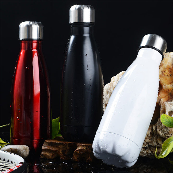 Women's Stainless Steel Drinking Bottle with Wood Look Bowlift