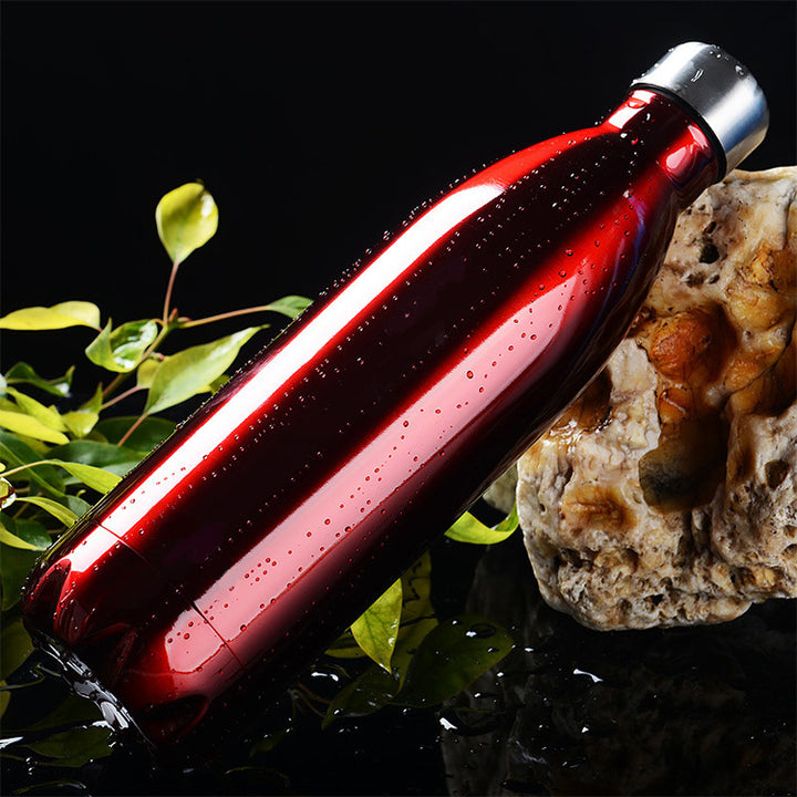 Women's Stainless Steel Drinking Bottle with Wood Look Bowlift