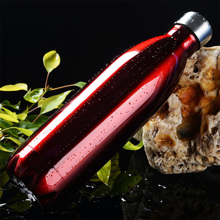 Women Insulated Stainless Steel Water Bottle with Wood Look Bowlift