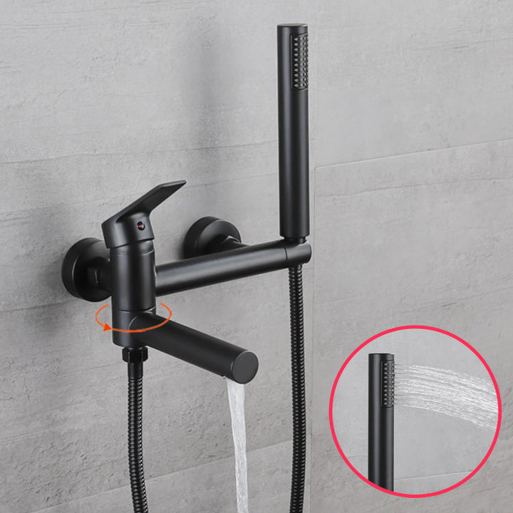 BowLift | Lever Handle Bathtub Faucet Wall Mount Shower Hose Swivel Spout Bathtub Filling with Hand Shower