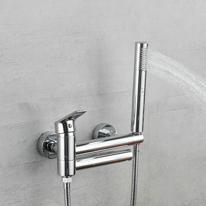 BowLift | Lever Handle Bathtub Faucet Wall Mount Shower Hose Swivel Spout Bathtub Filling with Hand Shower
