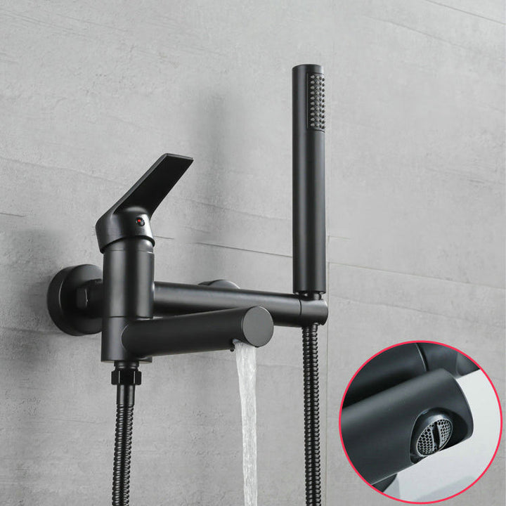 BowLift | Lever Handle Bathtub Faucet Wall Mount Shower Hose Swivel Spout Bathtub Filling with Hand Shower