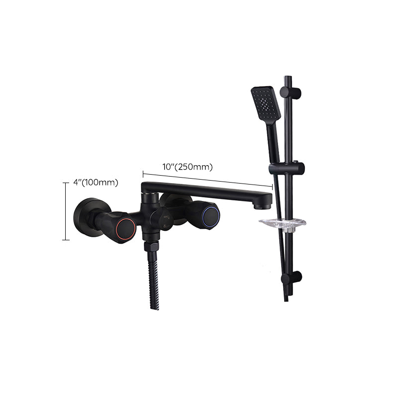 BowLift | Modern Bathtub Faucet Trim Black Wall Mounted Swivel Spout with Hand Shower