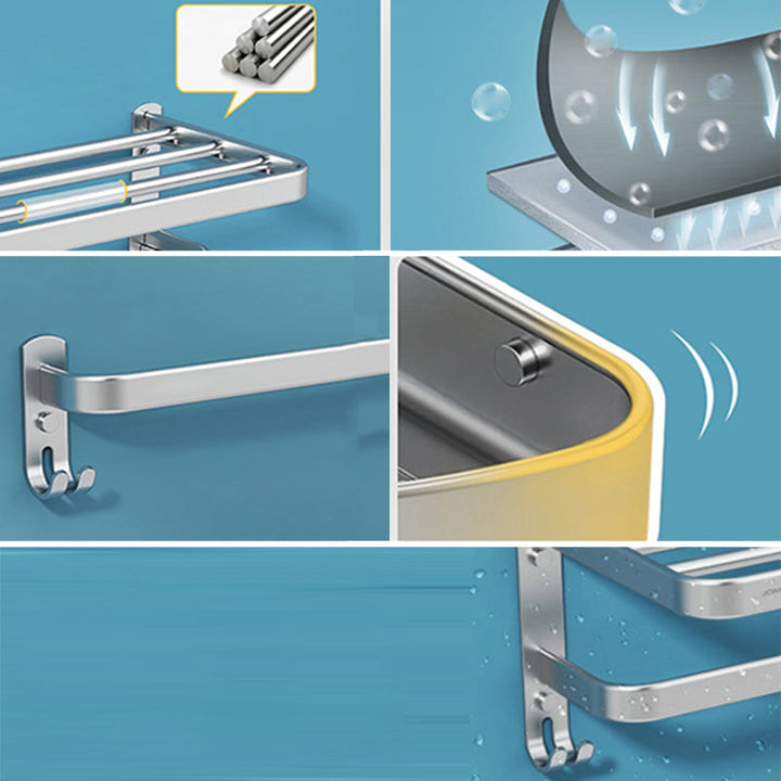 BowLift | Minimalism Gray Bathroom Accessories Set Contemporary Style Aluminum Towel Holder