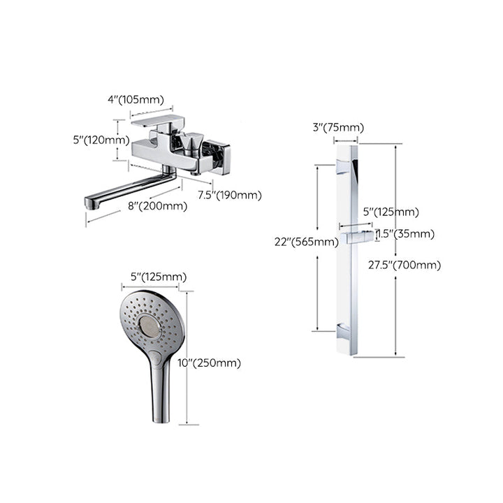 BowLift | Wall Mounted Bathtub Faucet Trim Polished Chrome Swivel Spout with Hand Shower