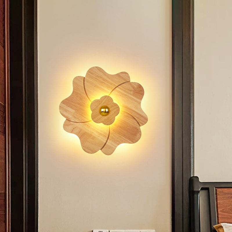 BowLift | Flower Nightstand Wall Lamp Sconces Wood 4 Lights Contemporary LED Wall Mount Fixture