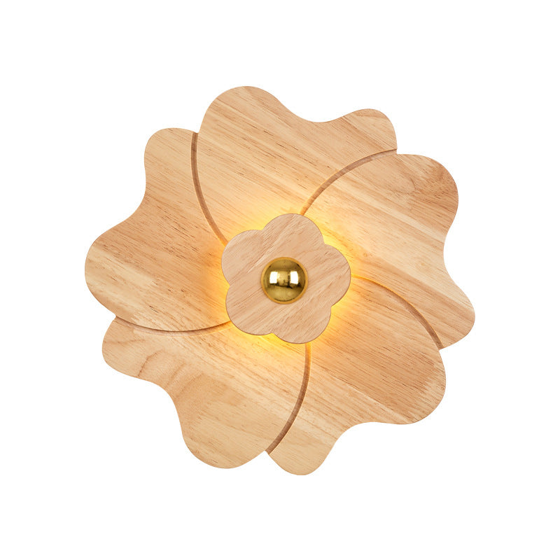 BowLift | Flower Nightstand Wall Lamp Sconces Wood 4 Lights Contemporary LED Wall Mount Fixture