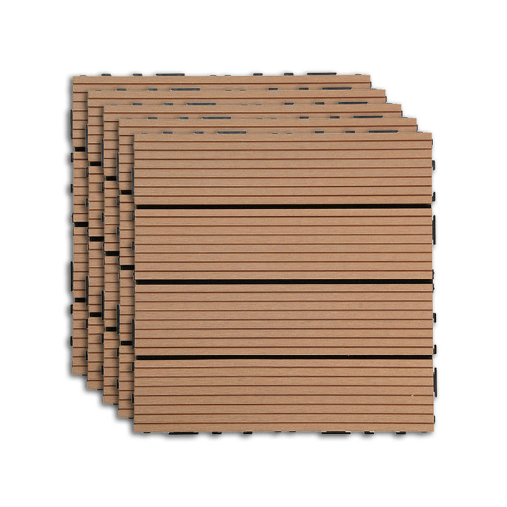 BowLift | Outdoor Deck tiles with striped detail composite snap parts wood deck tiles
