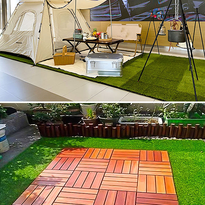 BowLift | Outdoor Deck tiles with striped detail composite snap parts wood deck tiles
