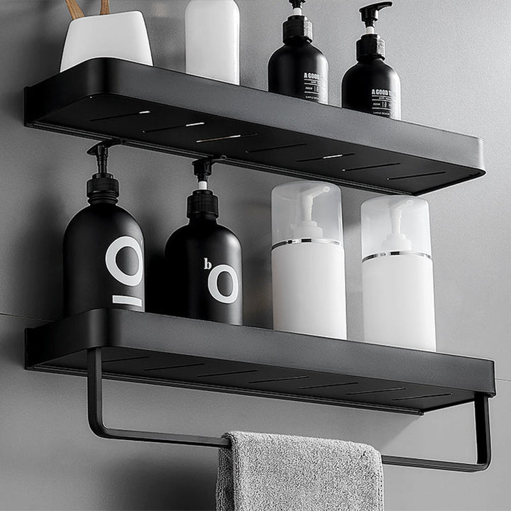 BowLift | Matt Black Bathroom Set Modern 1/2 - Piece Stainless Steel Bath Rack