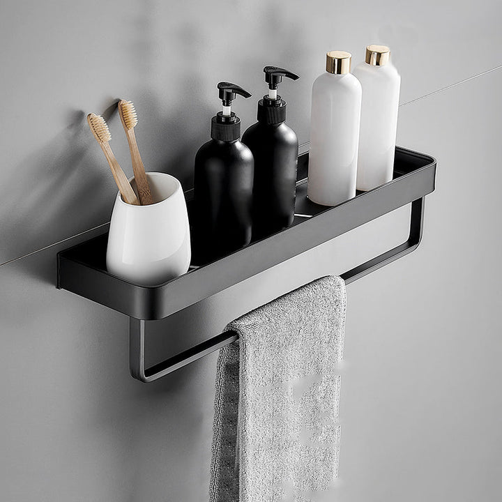 BowLift | Matt Black Bathroom Set Modern 1/2 - Piece Stainless Steel Bathroom Shelf