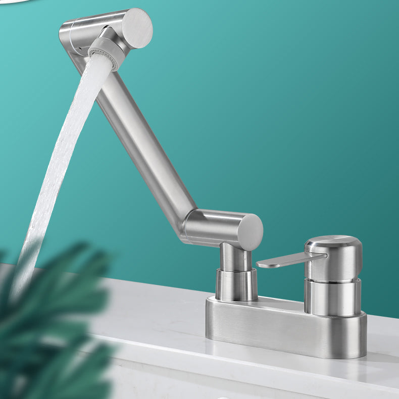 BowLift | 2 holes sink faucet swivel stainless steel single handle central mounted faucet