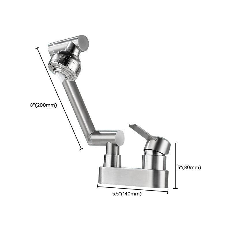 BowLift | 2 holes sink faucet swivel stainless steel single handle central mounted faucet