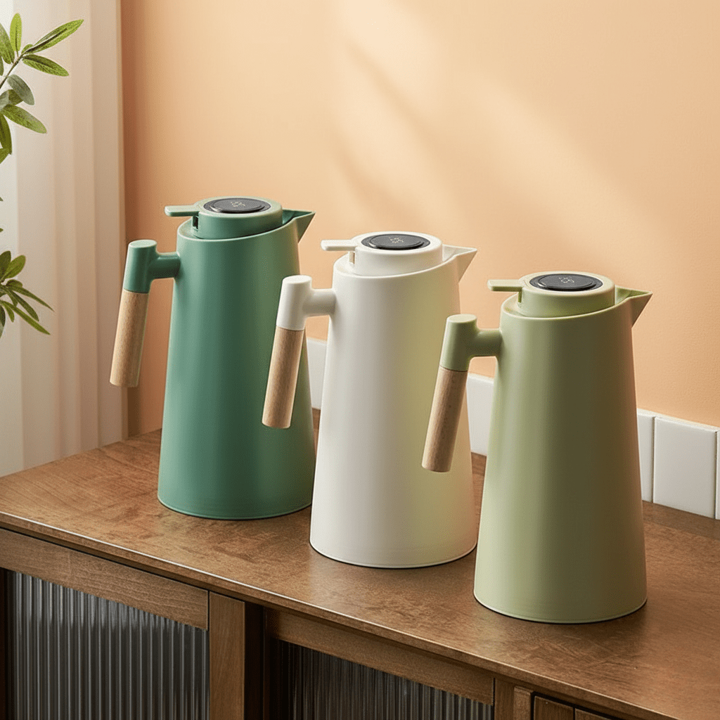 BowLift | Double-walled Thermos Flask with Temperature Display and Wooden Handle