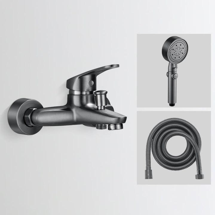 BowLift | Low Arch Bathtub Faucet Hose Wall-Mounted Single Lever Tub Filler with Hand Shower