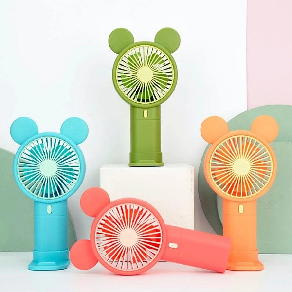 Mini Rechargeable Cartoon Fan With Phone Holder Base | Bowlift