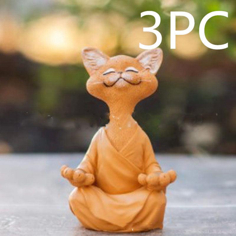 BowLift | Playful Black Buddha Cat Figure Meditation Yoga Collectible Happy Cat Decor Home Garden Decoration Garden Ornament