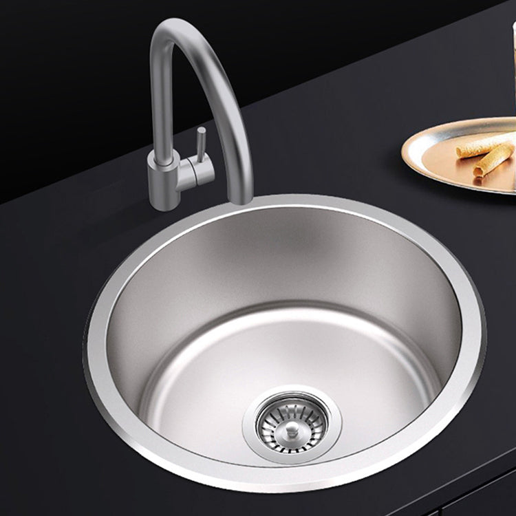 BowLift | Round Single Bowl Kitchen Sink Stainless Steel Sink with Drain Strainer Set