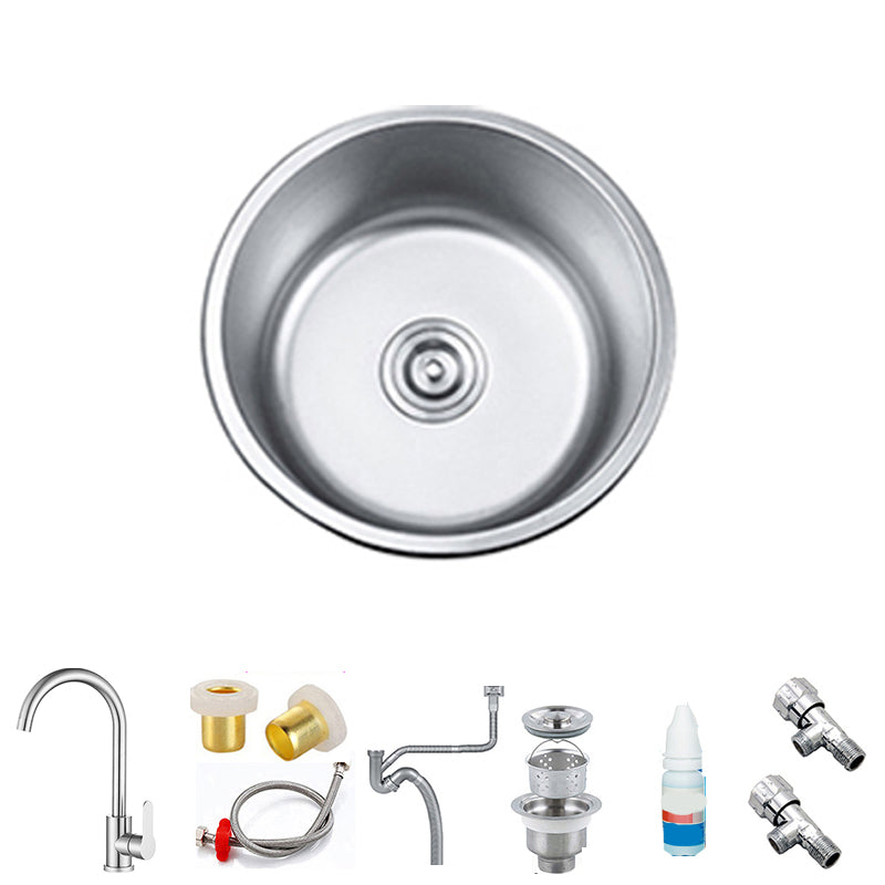 BowLift | Round Single Bowl Kitchen Sink Stainless Steel Sink with Drain Strainer Set