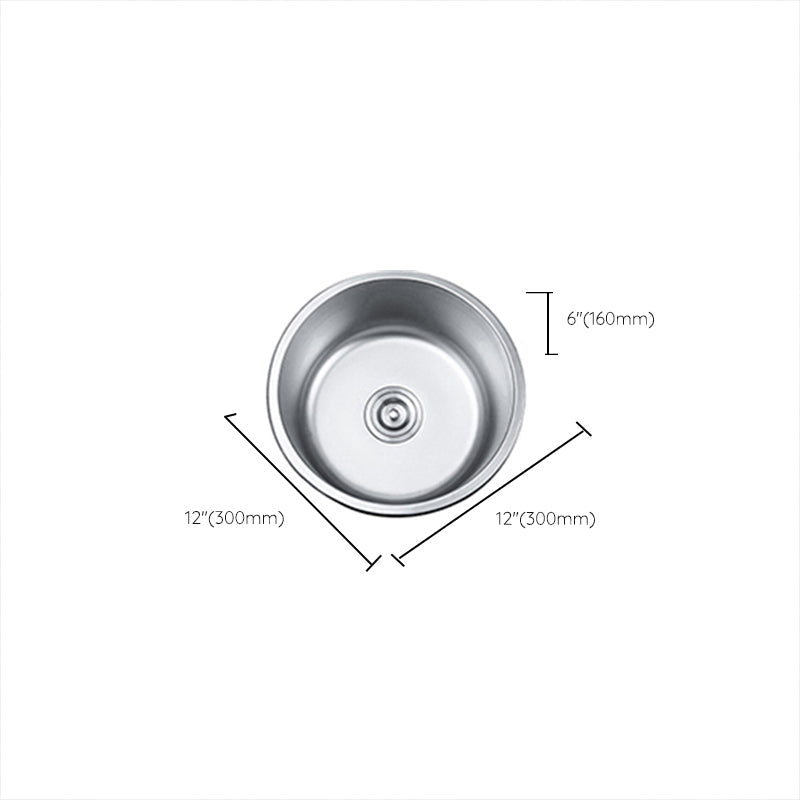 BowLift | Round Single Bowl Kitchen Sink Stainless Steel Sink with Drain Strainer Set