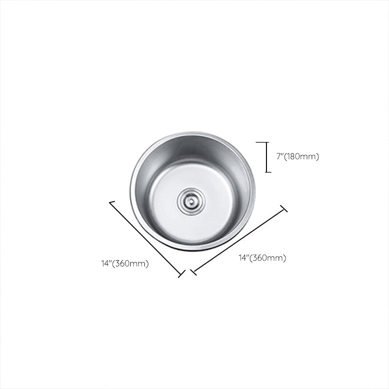 BowLift | Round Single Bowl Kitchen Sink Stainless Steel Sink with Drain Strainer Set
