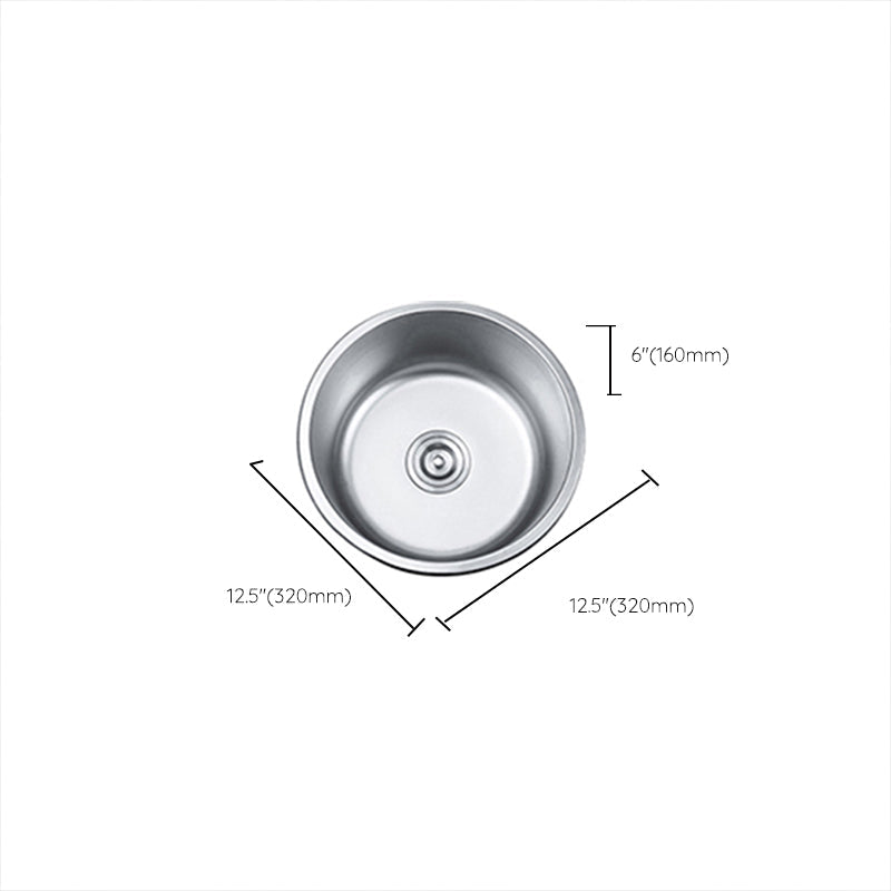 BowLift | Round Single Bowl Kitchen Sink Stainless Steel Sink with Drain Strainer Set