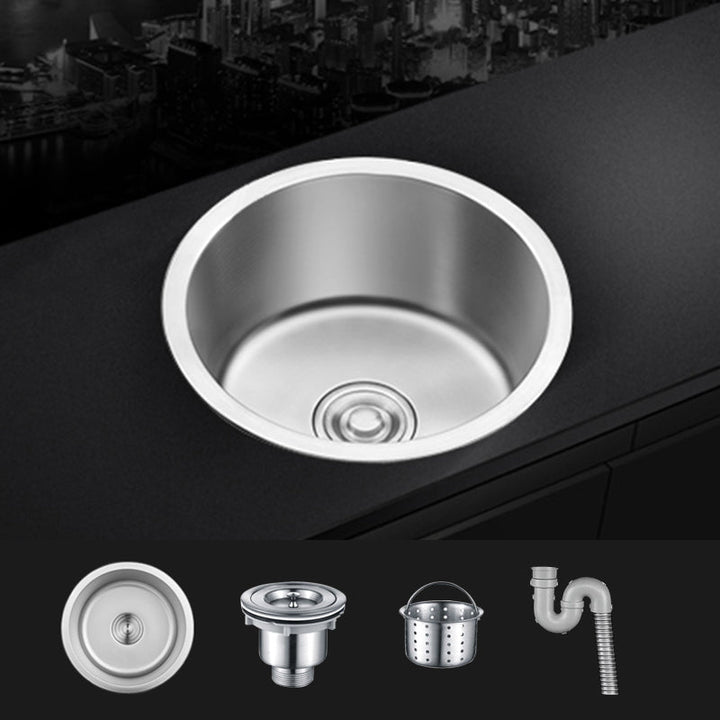 BowLift | Contemporary Single Basin Kitchen Sink Round Stainless Steel Sink with Drain Strainer Set