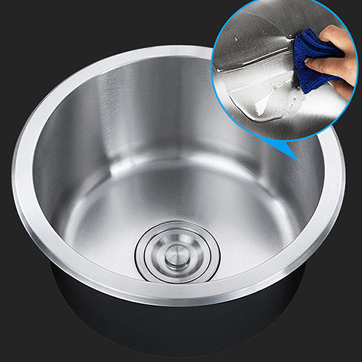 BowLift | Contemporary Single Basin Kitchen Sink Round Stainless Steel Sink with Drain Strainer Set