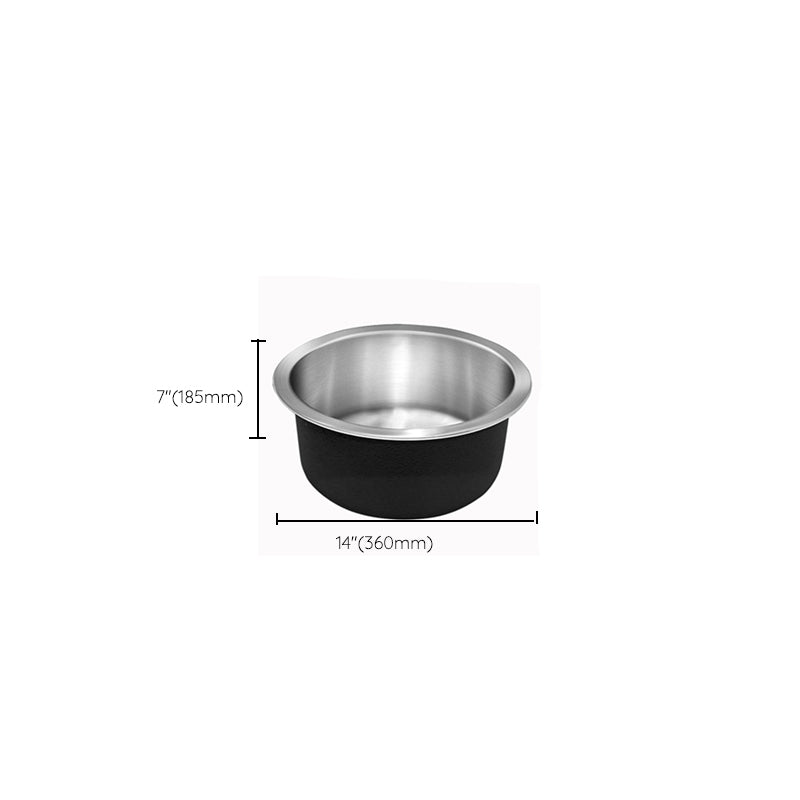 BowLift | Contemporary Single Basin Kitchen Sink Round Stainless Steel Sink with Drain Strainer Set