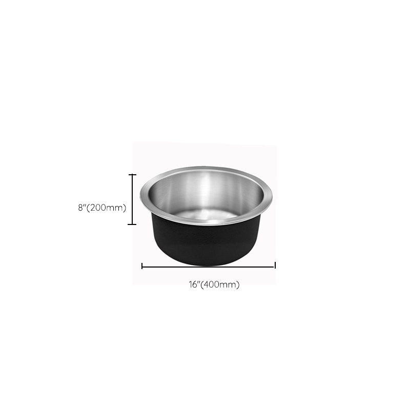 BowLift | Contemporary Single Basin Kitchen Sink Round Stainless Steel Sink with Drain Strainer Set
