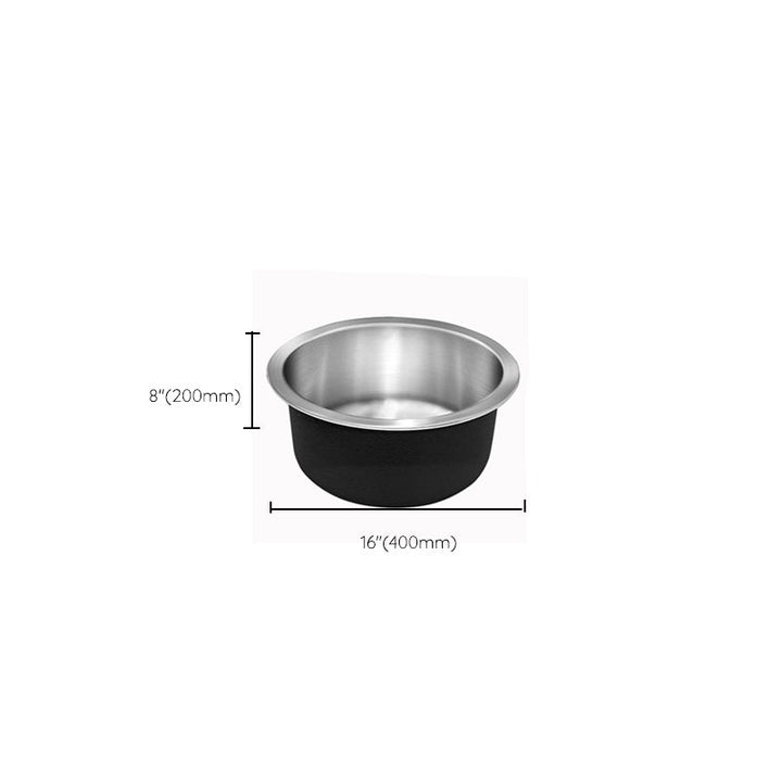 BowLift | Contemporary Single Basin Kitchen Sink Round Stainless Steel Sink with Drain Strainer Set