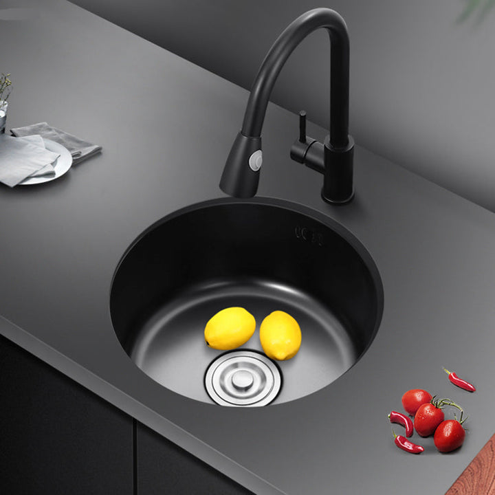 BowLift | Single Bowl Kitchen Sink Round Stainless Steel Sink with Drain Strainer Kits