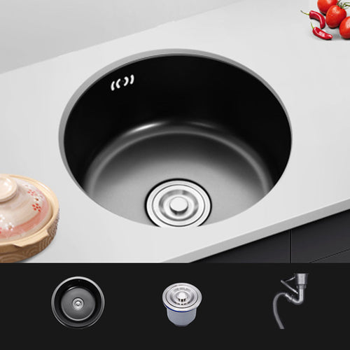 BowLift | Single Bowl Kitchen Sink Round Stainless Steel Sink with Drain Basket Kits