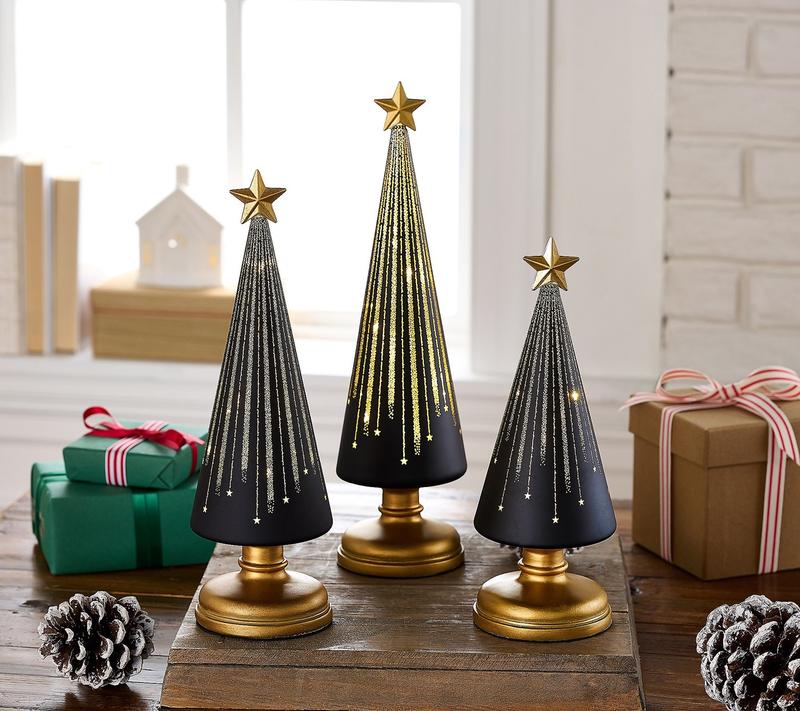 BowLift | Christmas Decoration | LED Light-Up Tree Set | Battery Operated | Built-In Timer