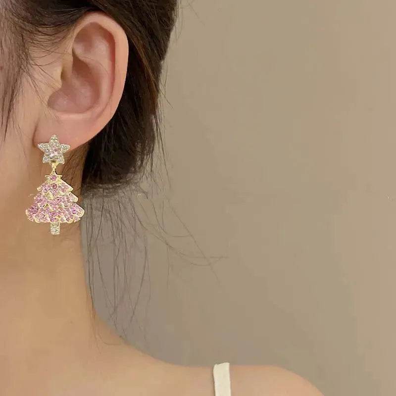 BowLift | Micro-inlaid Christmas Tree Earrings Female Design Fashion