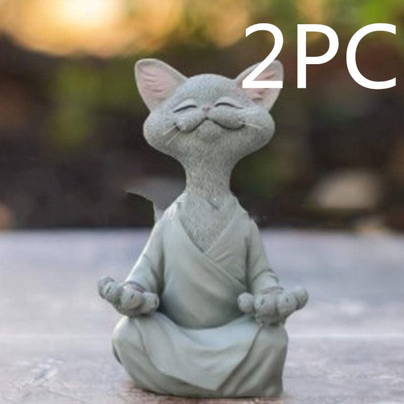 BowLift | Playful Black Buddha Cat Figure Meditation Yoga Collectible Happy Cat Decor Home Garden Decoration Garden Ornament