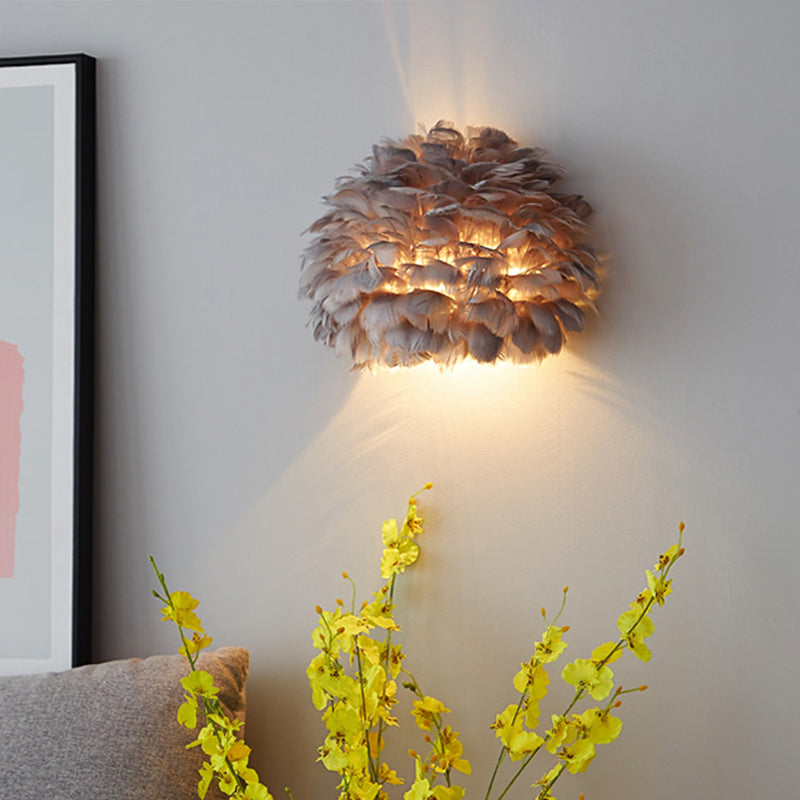 BowLift | Designer Half-Dome Wall Light 1 Bulb Spring Living Room Ceiling Mount Wall Sconce in White/Gray