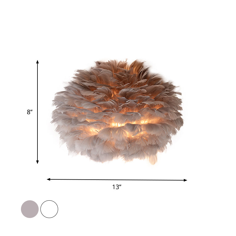 BowLift | Designer Half-Dome Wall Light 1 Bulb Spring Living Room Ceiling Mount Wall Sconce in White/Gray