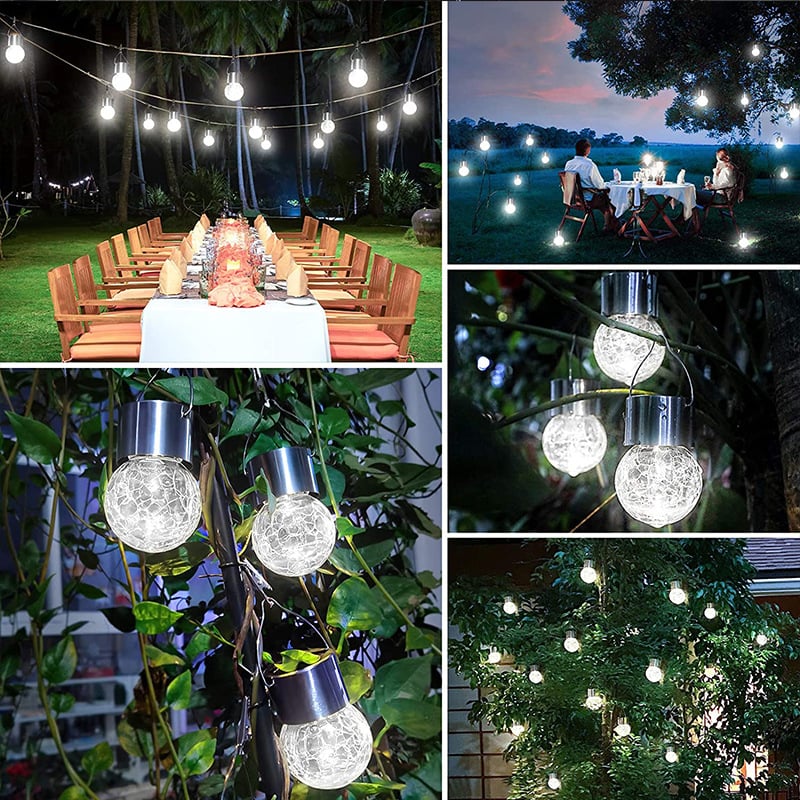 BowLift | Multicolor Crackle Glass Hanging Solar Light