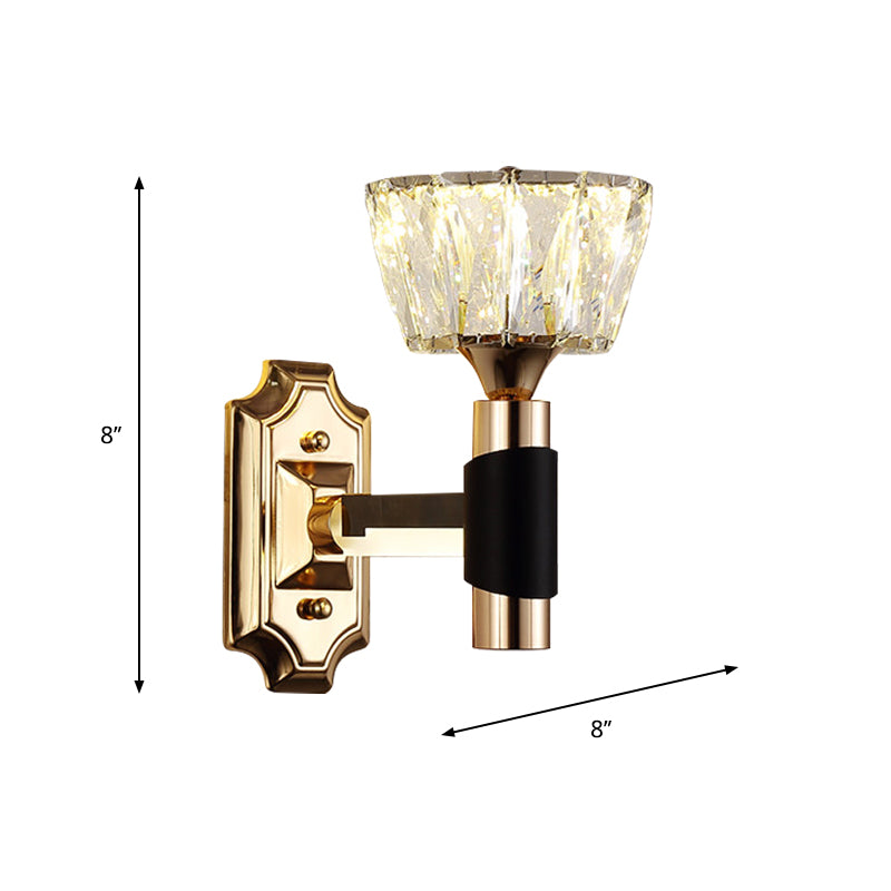 BowLift | 1/2-Light Bowl Wall Lamp Minimalist Black and Gold Crystal Block Wall Lamp