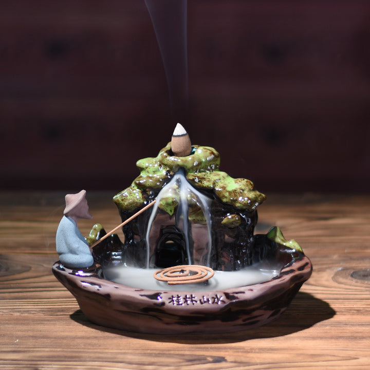 Decorative Fisherman-Themed Incense Holder