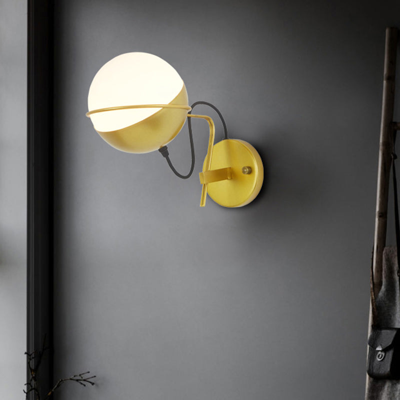 BowLift | Gold Ball Wall Sconce Lighting Postmodern 1 Light Metallic Wall Lamp Fitting with Loop