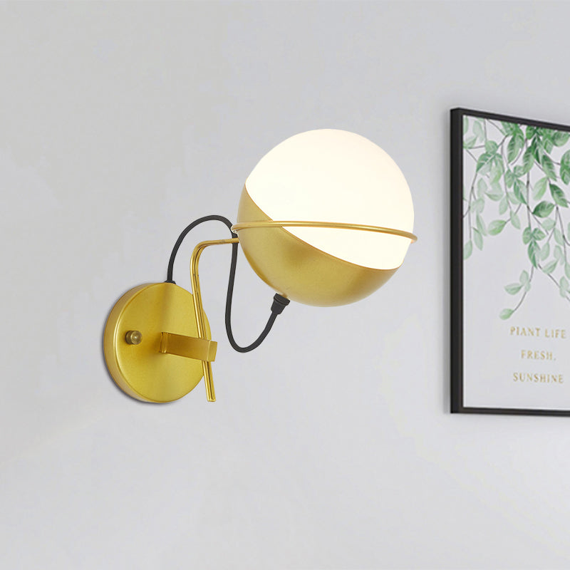 BowLift | Gold Ball Wall Sconce Lighting Postmodern 1 Light Metallic Wall Lamp Fitting with Loop