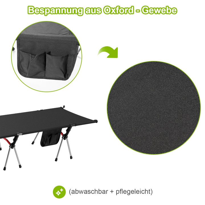Folding Bed Black Camping Bed Height Adjustable | Bowlift