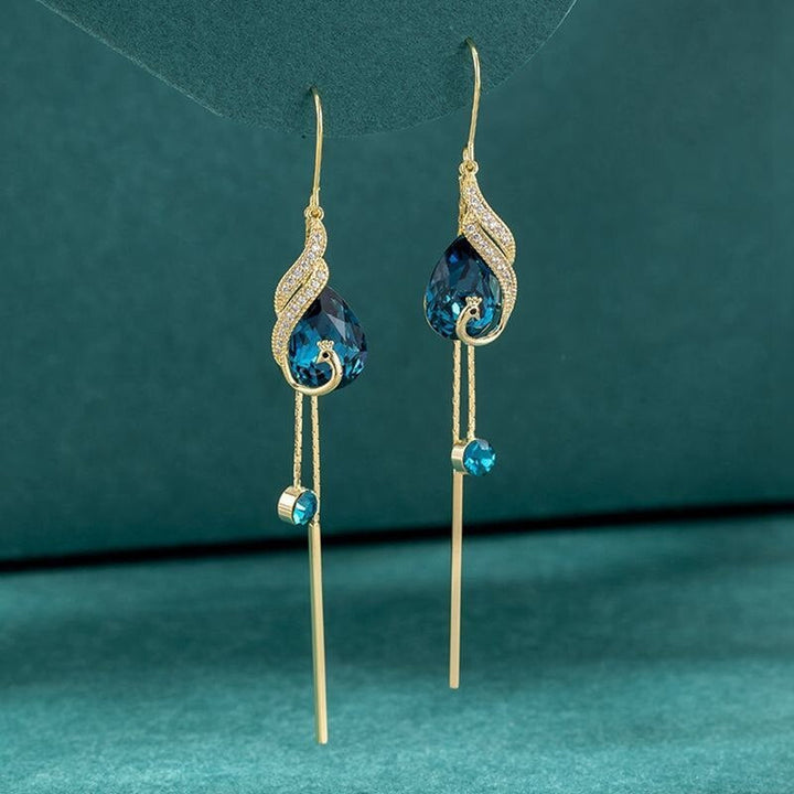BowLift | Korean Style Blue Crystal Phoenix Earrings