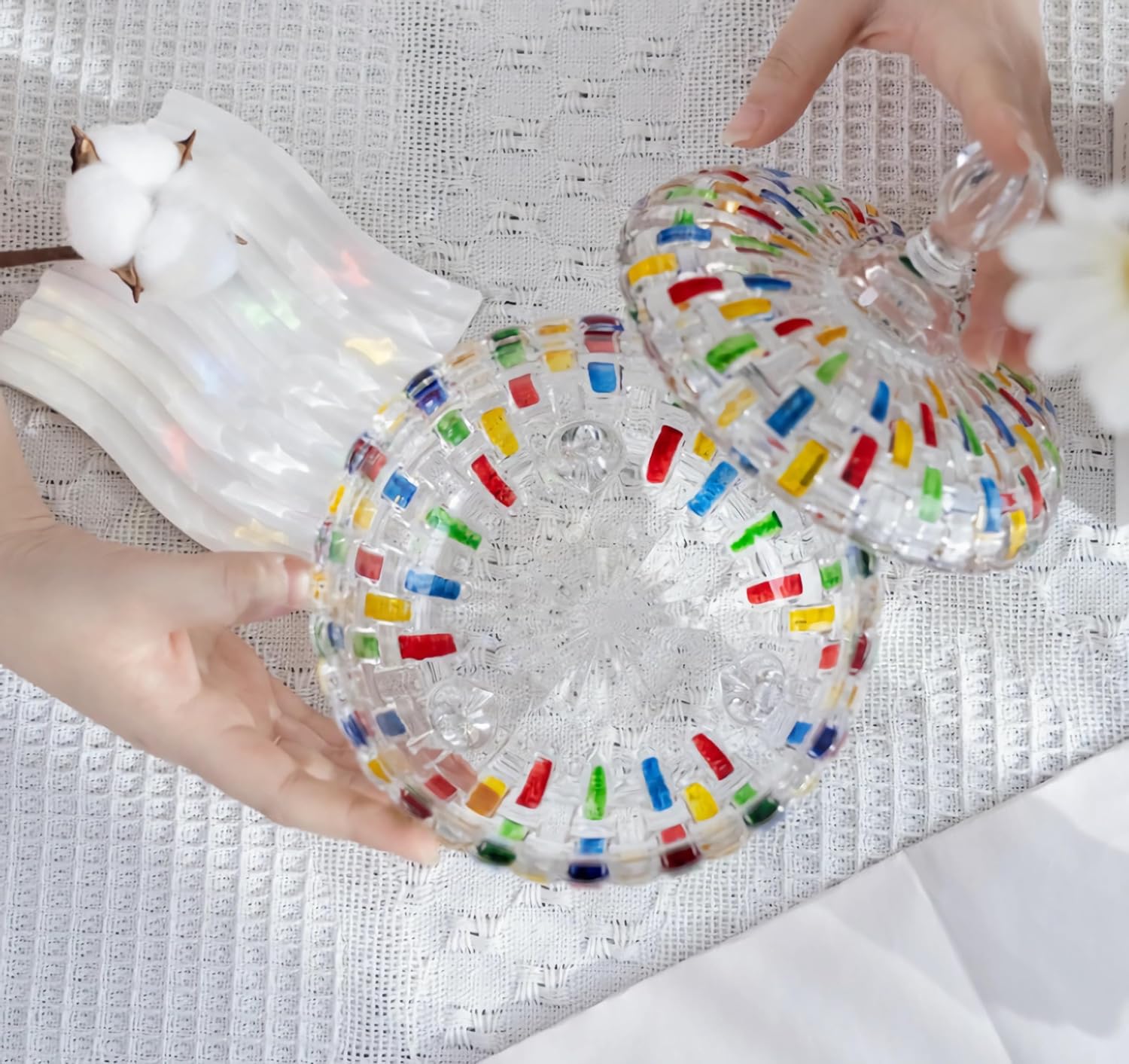 BowLift | Glass jar for candies – colorful patterns adding charm to any space