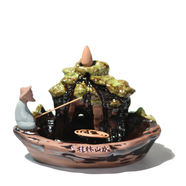 Decorative Fisherman-Themed Incense Holder