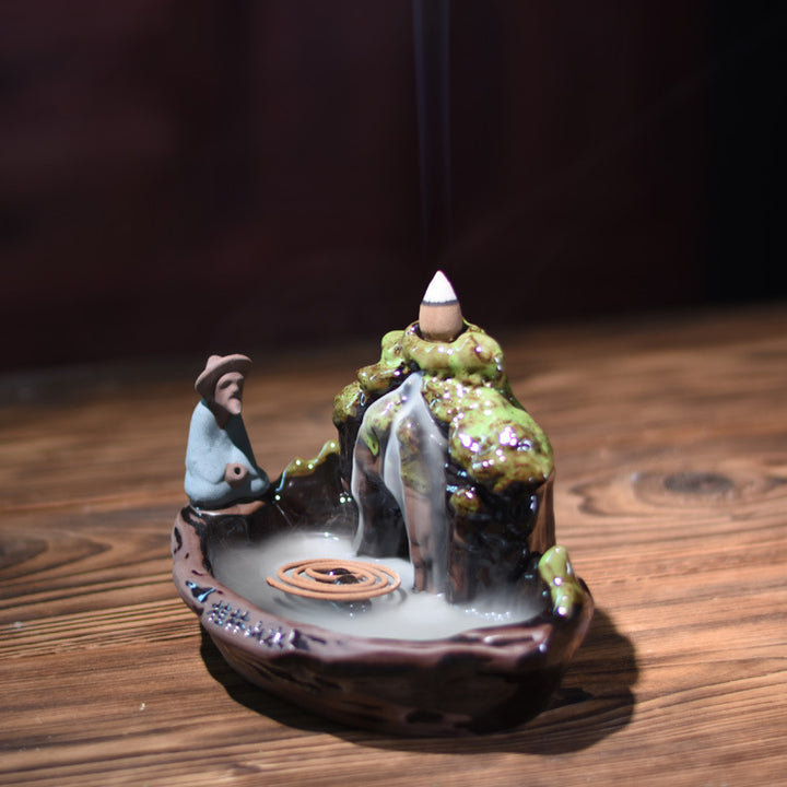 Decorative Fisherman-Themed Incense Holder